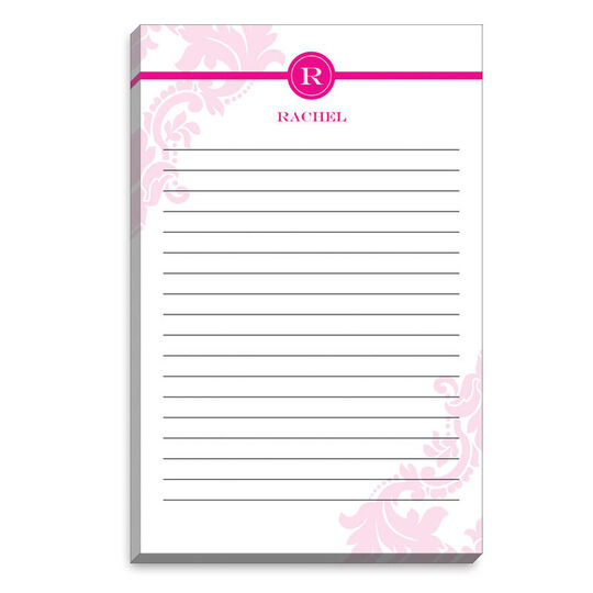 Pink Damask Monogram Notepads